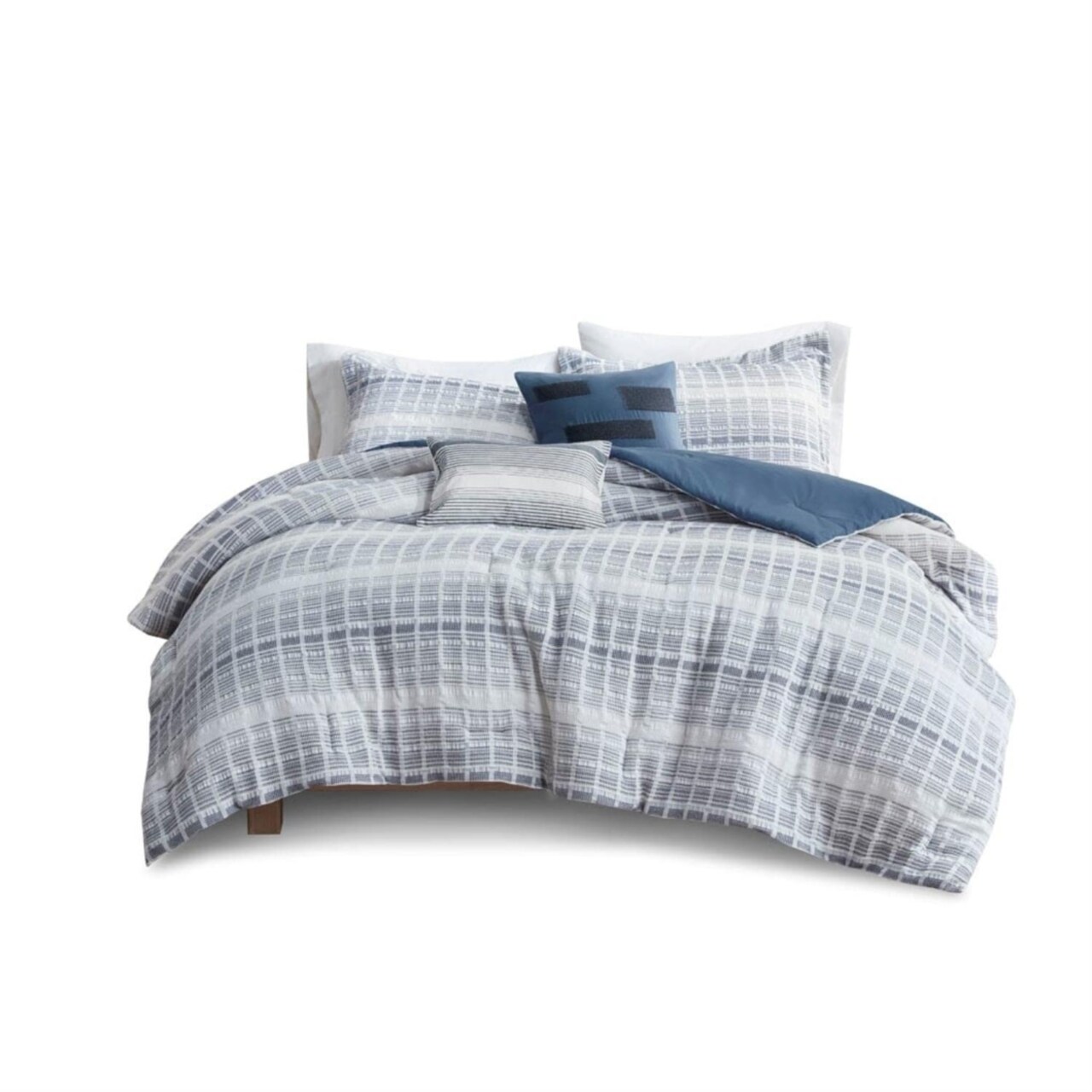 Urban Habitat West Cotton Jacquard 5-pcs Cotton Comforter Set with Blue Finish